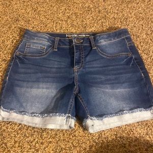 Dark wash denim shorts